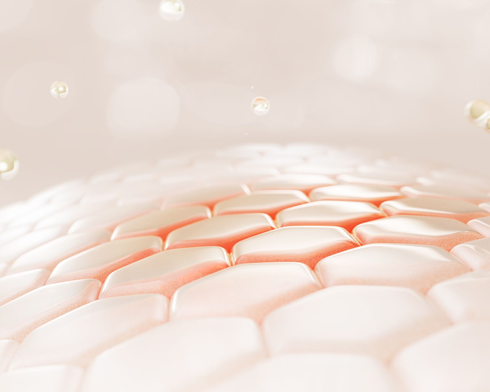 Soft macro texture of hydrated skin cells in warm blush tones